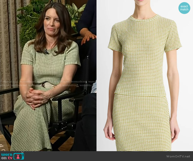 Vince Smocked Gingham T-Shirt in Herbaria Combo worn by Tina Fey on Today