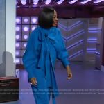Viola Davis’s blue drape top and pants on The Kelly Clarkson Show