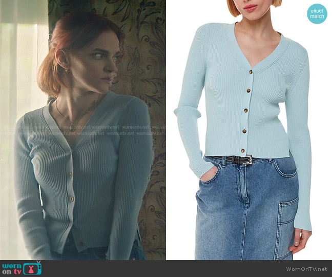 Whistles Ribbed V Neck Cardigan Sweater worn by Bronte (Madeline Brewer) on You