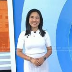 Vicky’s white ribbed button detail dress on Today