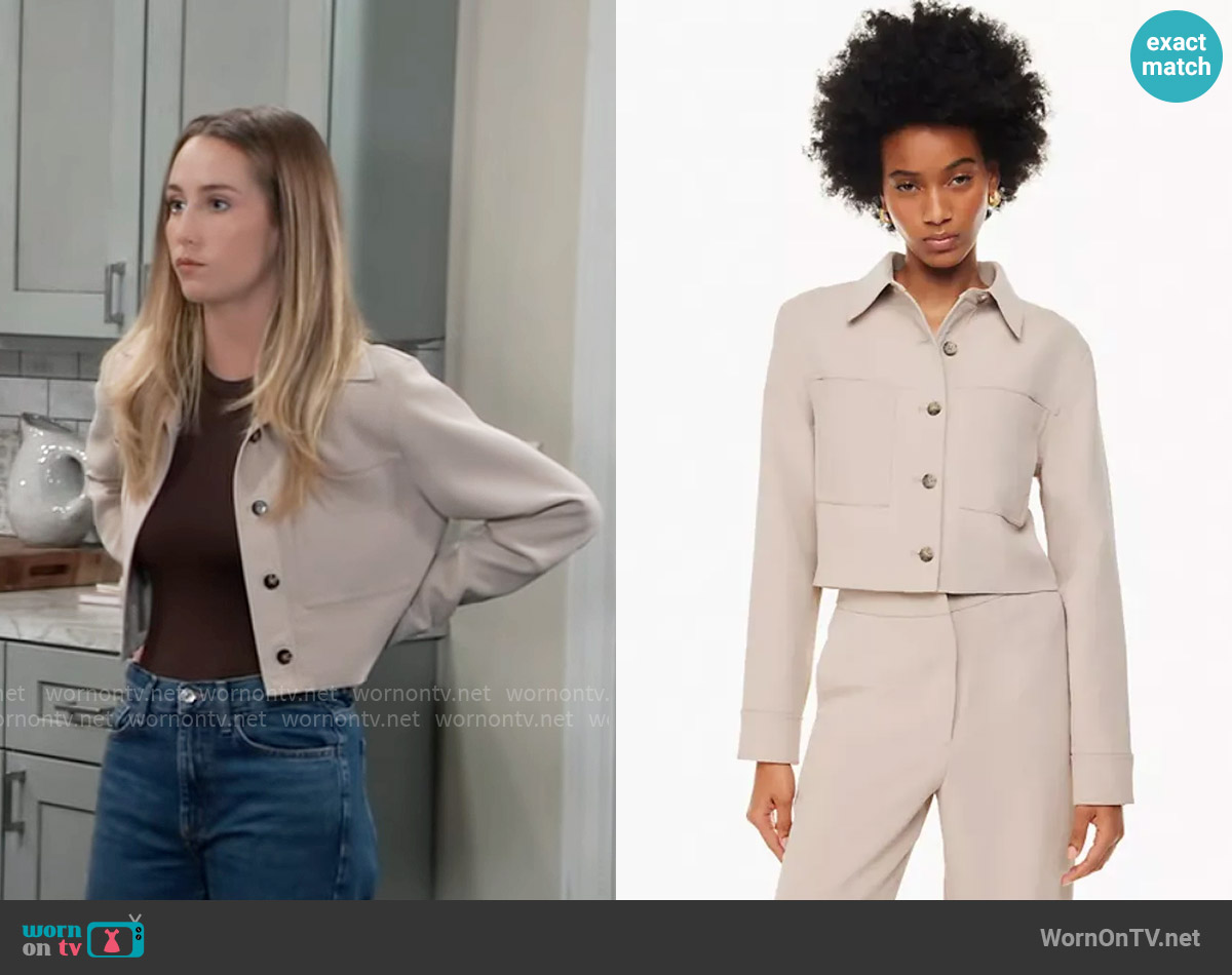 Wilfred Little Cropped Jacket in Cairo worn by Josslyn Jacks (Eden McCoy) on General Hospital