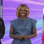 Yvonne Orji’s blue grey leather dress on Today