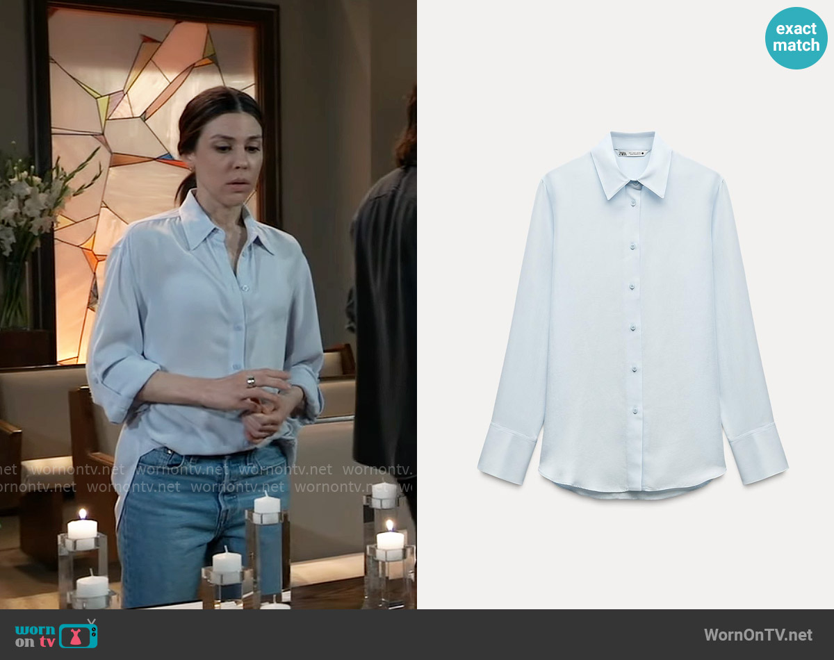Zara Flowy Shirt worn by Kristina Corinthos-Davis (Kate Mansi) on General Hospital
