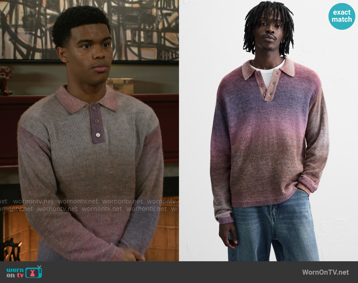 Zara Gradient Knit Polo Shirt worn by Tyrell Richardson (Jaden Lucas Miller) on Beyond the Gates
