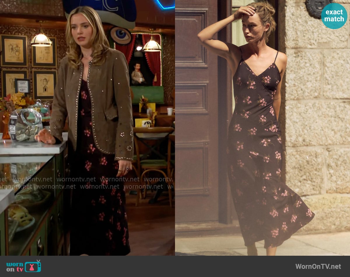 Zara Printed Midi Dress worn by Tessa Porter (Cait Fairbanks) on The Young and the Restless