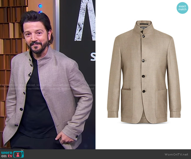 Zegna Il Conte Chore Jacket in Light Taupe worn by Diego Luna on Good Morning America
