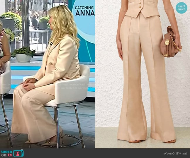 Zimmermann Illuminate Flare Pant in Macadamia worn by Anna Camp on Today