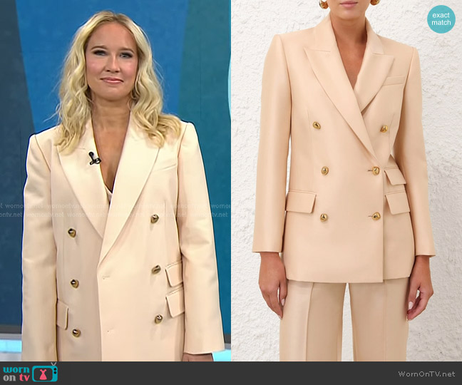 Zimmermann Illuminate Tailored Jacket in Macadamia worn by Anna Camp on Today