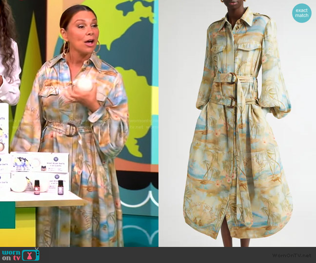 Zimmermann Tropical Print Long Sleeve Belted Cargo Shirtdress worn by Gretta Monahan on The View
