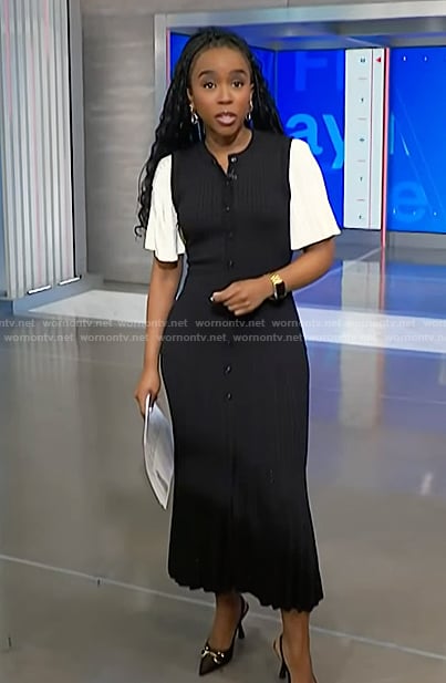 Zinhle’s black button front dress on NBC News Daily