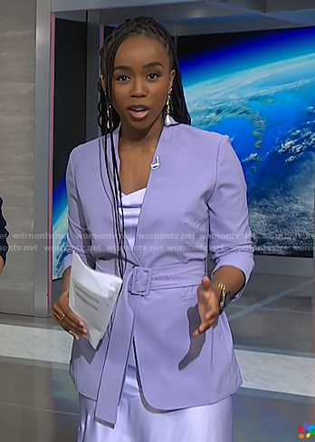 Zinhle’s lilac belted blazer on NBC News Daily