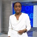 Zinhle’s white draped blazer and pants on NBC News Daily