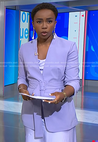 Zinhle’s lilac belted blazer on NBC News Daily