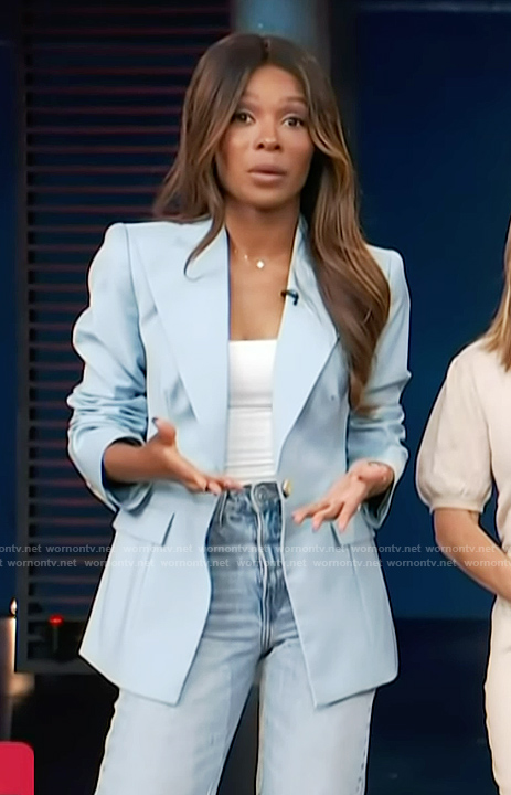 Zuri’s blue oversized blazer on Access Hollywood