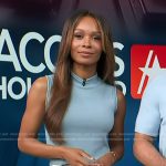 Zuri’s blue mock neck top on Access Hollywood