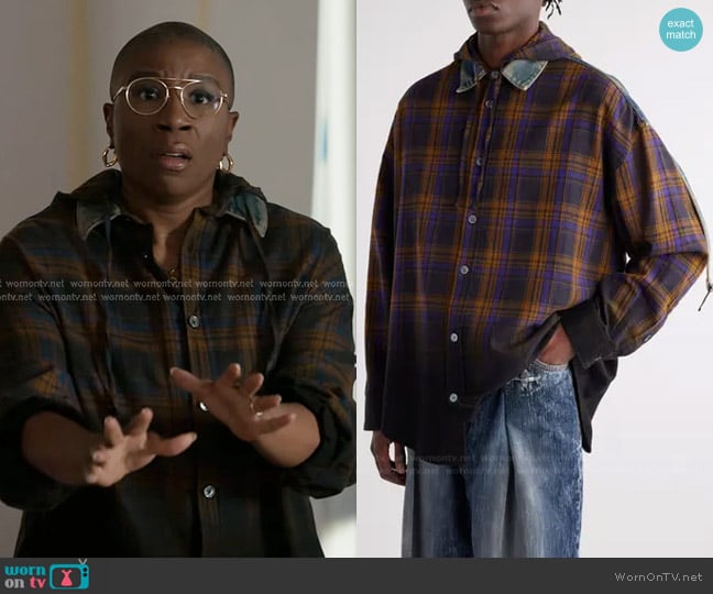 Acne Studios Check Button-Up Overshirt worn by Henrietta Wilson (Aisha Hinds) on 9-1-1