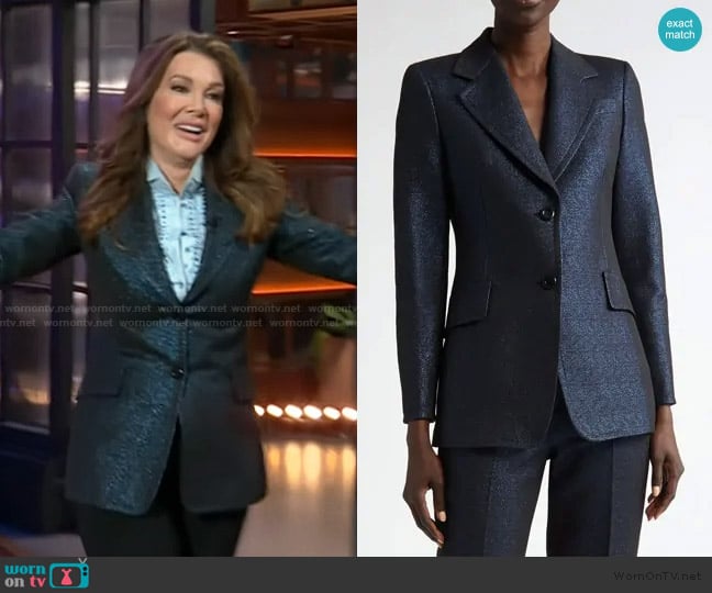 Akris punto Metallic Night Sky Boyfriend Blazer worn by Lisa Vanderpump on The Kelly Clarkson Show