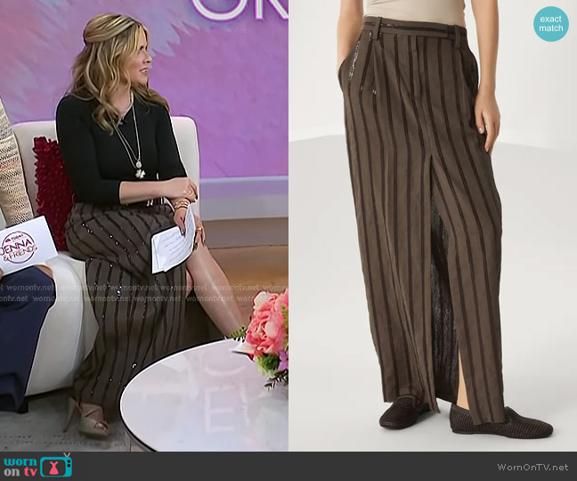 Brunello Cucinelli Dazzling Embroidery Skirt in Chocolate worn by Jenna Bush Hager on Today