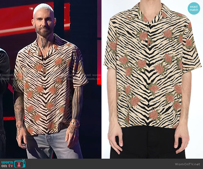 Celine Hawaiian Silk Shirt worn by Adam Levine on The Voice