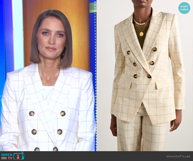 Veronica Beard Charleston Dickey Jacket in Ecru Deep Ochre worn by Kayna Whitworth on Good Morning America