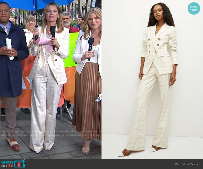 Veronica Beard Charleston Dickey Jacket in Ecru Deep Ochre worn by Savannah Guthrie on Today