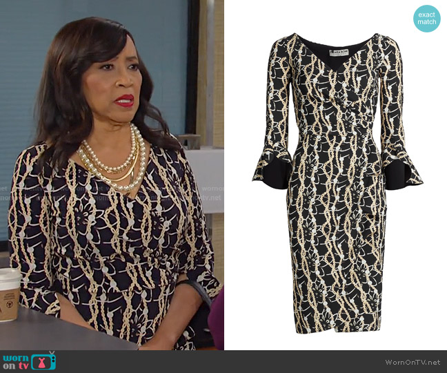 Chiara Boni La Petite Robe Triana Gathered Floral Dress in Chic Urban worn by Paulina Price (Jackée Harry) on Days of our Lives