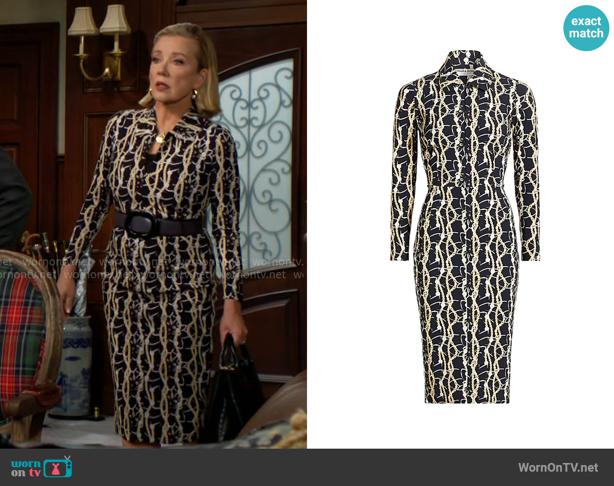 Chiara Boni La Petite Robe Zoelle Graphic Dress worn by Nikki Reed Newman (Melody Thomas-Scott) on The Young and the Restless