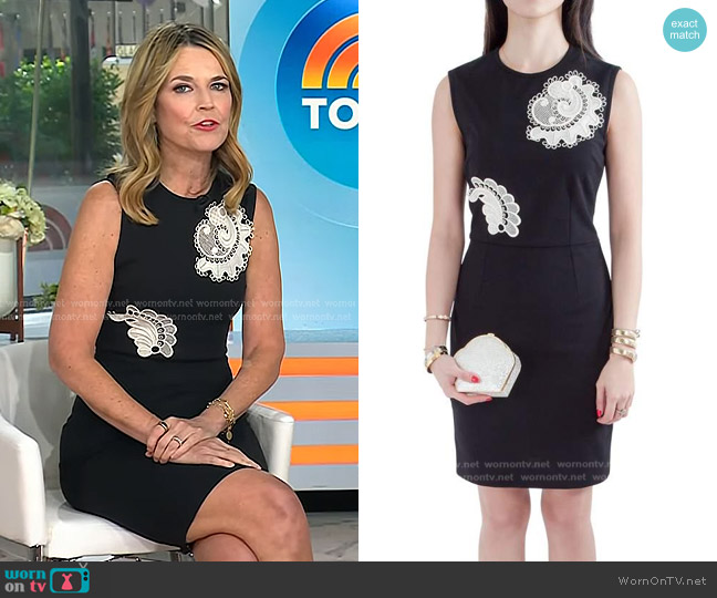 Stella McCartney Cotton Applique Detail Sleeveless Pencil Dress worn by Savannah Guthrie on Today