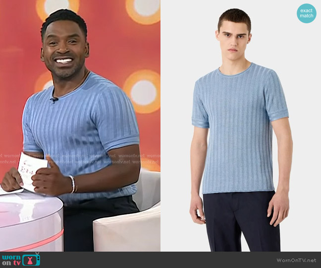 Emporio Armani Stripe T-Shirt worn by Justin Sylvester on Today