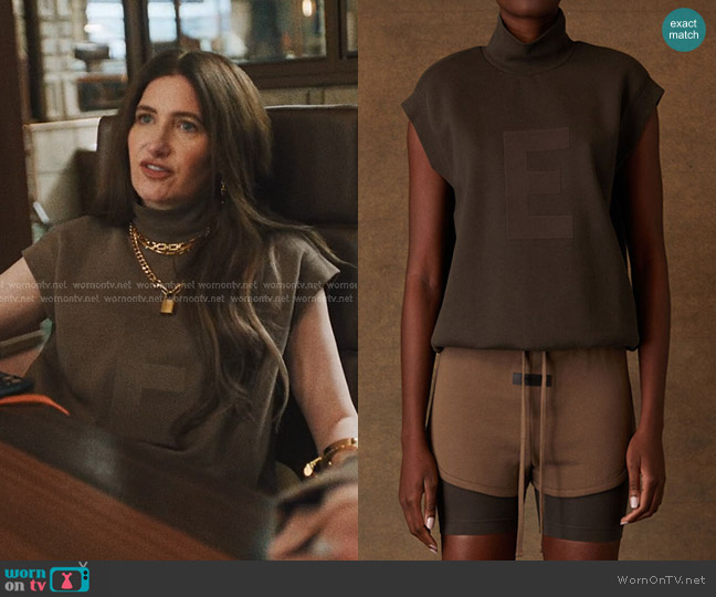 Fear of God Essentials Mock Neck Sleeveless Sweatshirt worn by Maya Mason (Kathryn Hahn) on The Studio