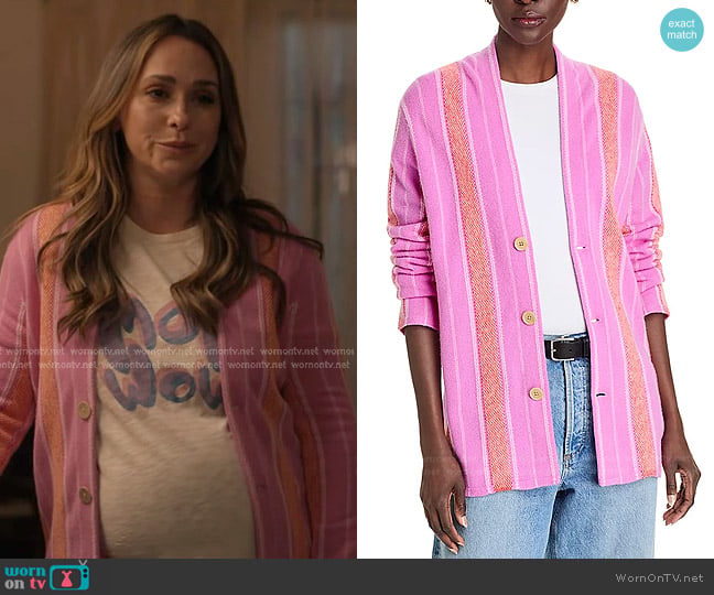 Guest in Residence Baja Everywear Striped Cashmere Cardigan in Fuchsia worn by Maddie Kendall (Jennifer Love Hewitt) on 9-1-1