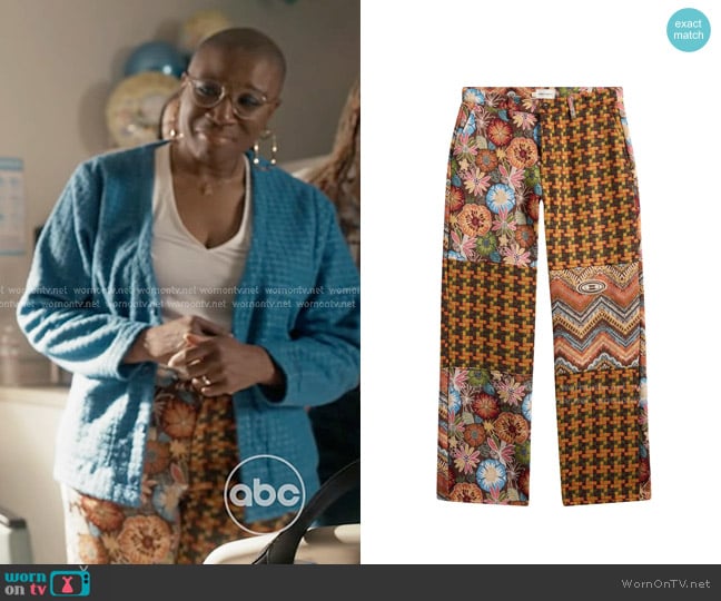 Honor The Gift Patchwork Pants in Brown worn by Henrietta Wilson (Aisha Hinds) on 9-1-1