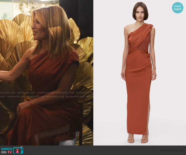 Herve Leger Ruched Woven Combo Gown worn by (Kit Hoover) on The Studio