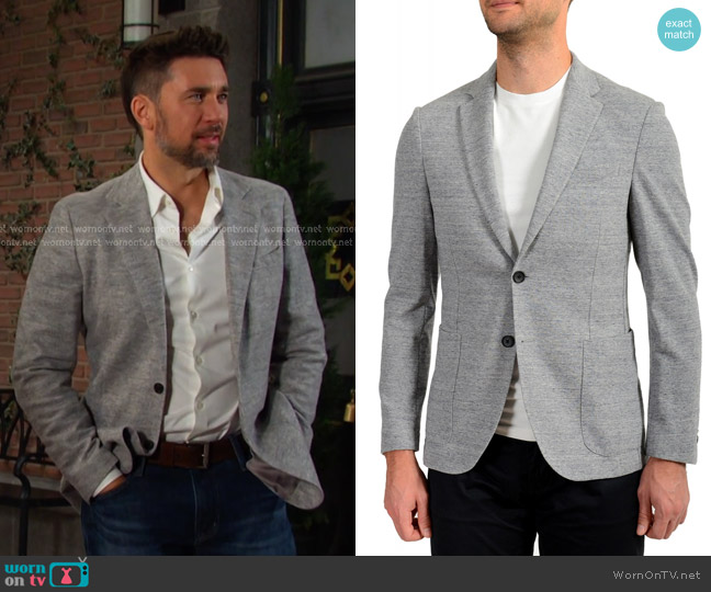 Hugo Boss Newon1-J Slim Fit Blazer in Gray worn by Chad DiMera (Billy Flynn) on Days of our Lives