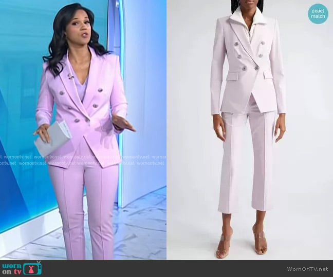 Veronica Beard Kean Pintuck Crop Pants in Barely Orchid worn by Laura Jarrett on Today