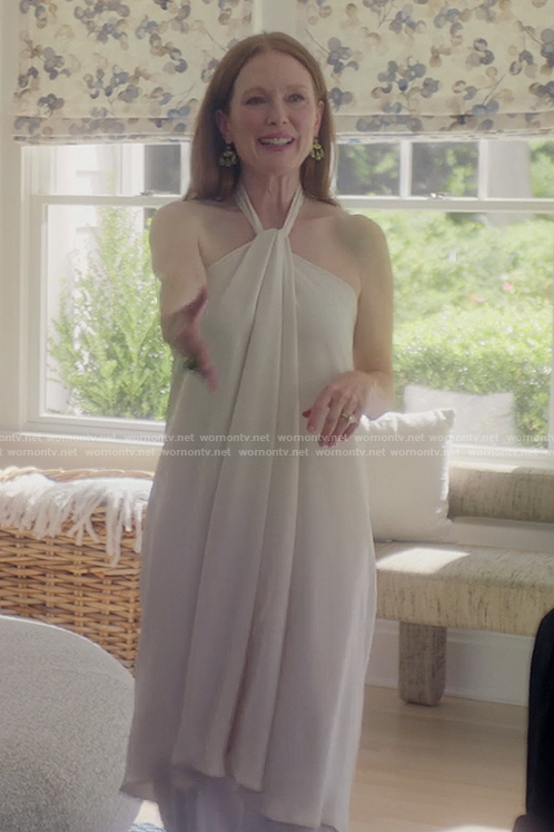 Kiki’s white twist neck dress on Sirens
