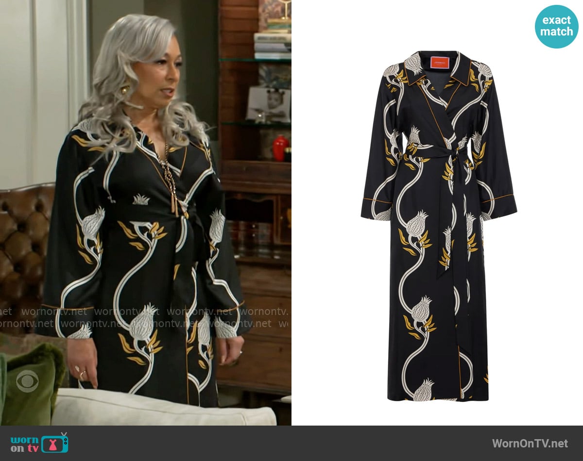 La DoubleJ Graphic-print midi dress worn by Anita Dupree (Tamara Tunie) on Beyond the Gates