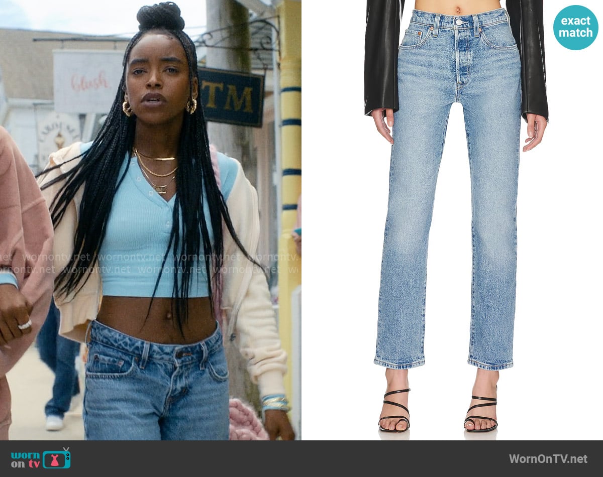 Levis 501 Straight Jeans in Hollow Days worn by Keisha Clark (Lovie Simone) on Forever