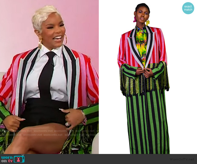 Lisa Folawiyo Akwete Fringe Coat worn by LeToya Luckett on Sherri