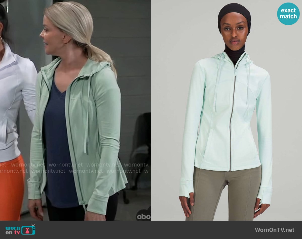 Lululemon Hooded Define Jacket in Delicate Mint worn by Felicia Scorpio (Kristina Wagner) on General Hospital