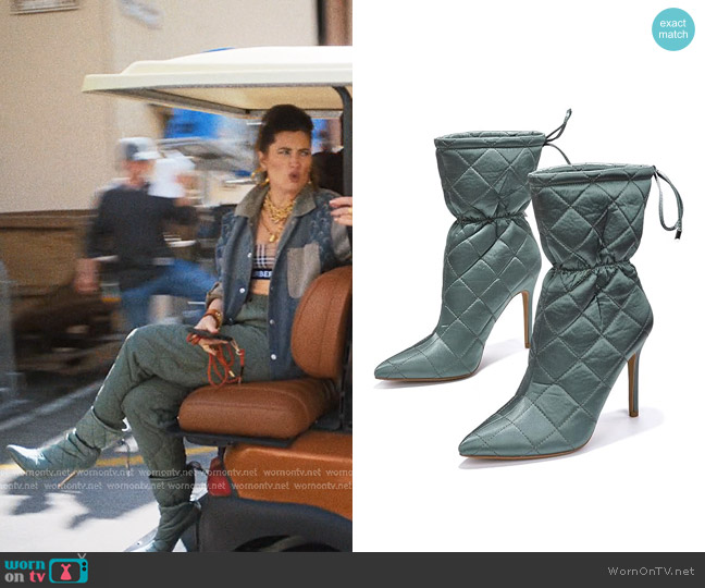 Cape Robbin Makayla Booties in Green worn by Maya Mason (Kathryn Hahn) on The Studio