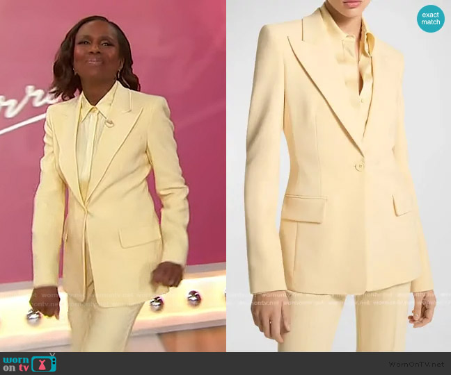 Michael Kors Collection Georgina One-Button Wool Blazer in Parchment worn by Deborah Roberts on Sherri