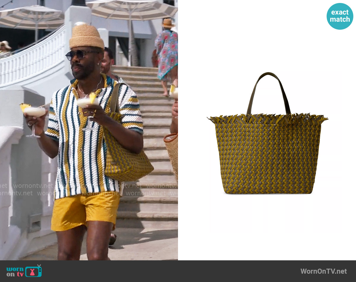 Naghedi Havana Large Basketweave Tote Bag worn by Danny (Colman Domingo) on The Four Seasons