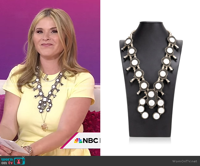 Navajo Mother Of Pearl Squash Blossom Necklace worn by Jenna Bush Hager on Today