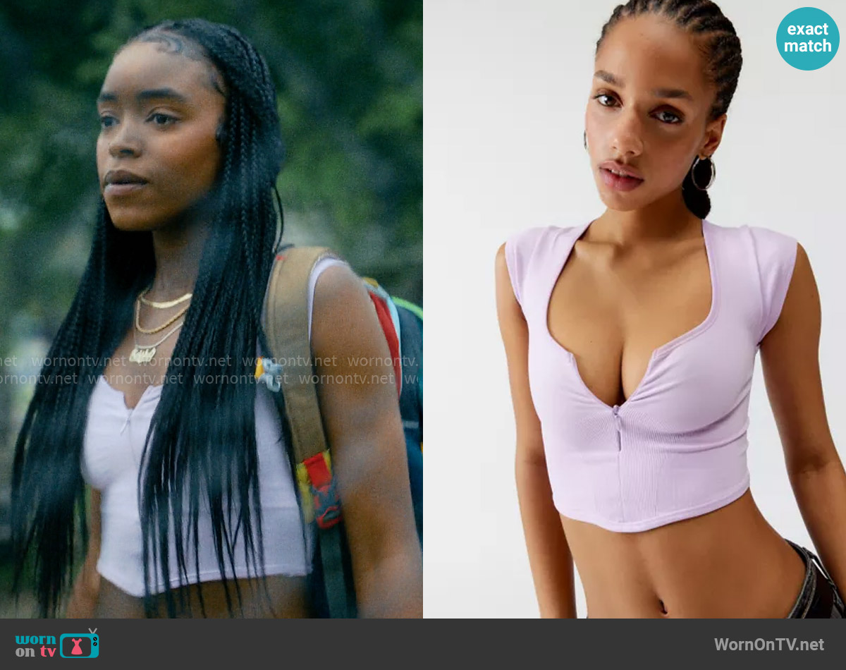 Out From Under Camilla Zip Cropped Baby Tee worn by Keisha Clark (Lovie Simone) on Forever