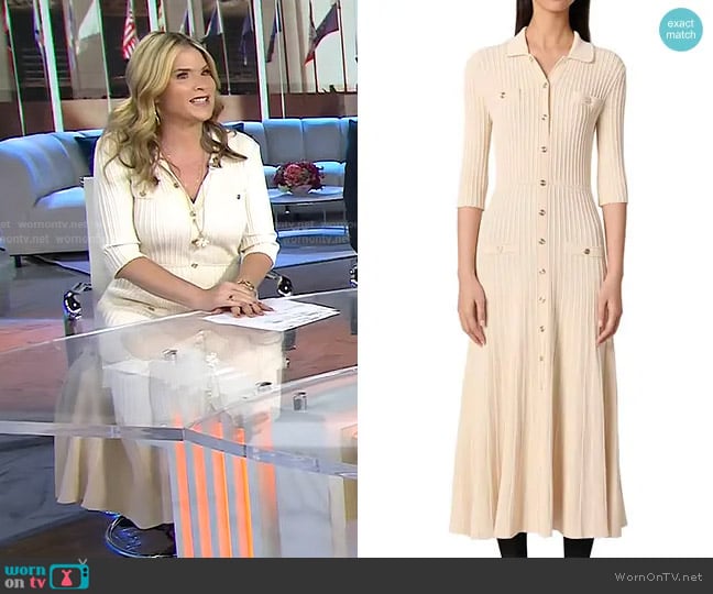 Maje Sequin Knit Midi Dress in Beige worn by Jenna Bush Hager on Today
