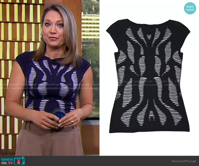 Karen Millen Short Sleeve Knit Sweater worn by Ginger Zee on Good Morning America