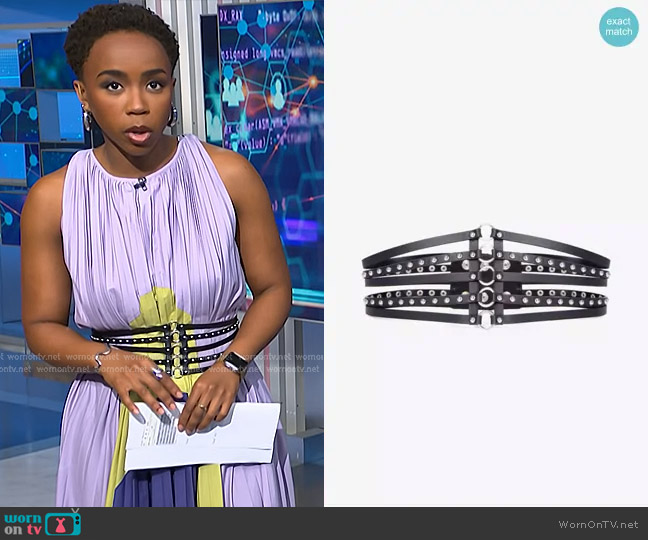 The Kooples Stud-embellished Leather Corset Belt worn by Zinhle Essamuah on NBC News Daily