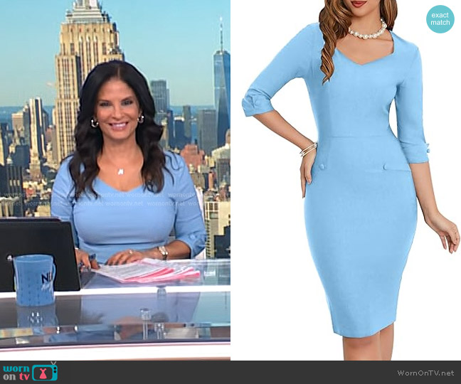 MUXXN Sweetheart Neck Pencil Dress in Airy Blue worn by Darlene Rodriguez on Today
