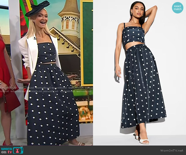 The Occasion by Old Navy Taffeta Cropped Tank Top in Navy Dot worn by Zanna Roberts Rassi on Today